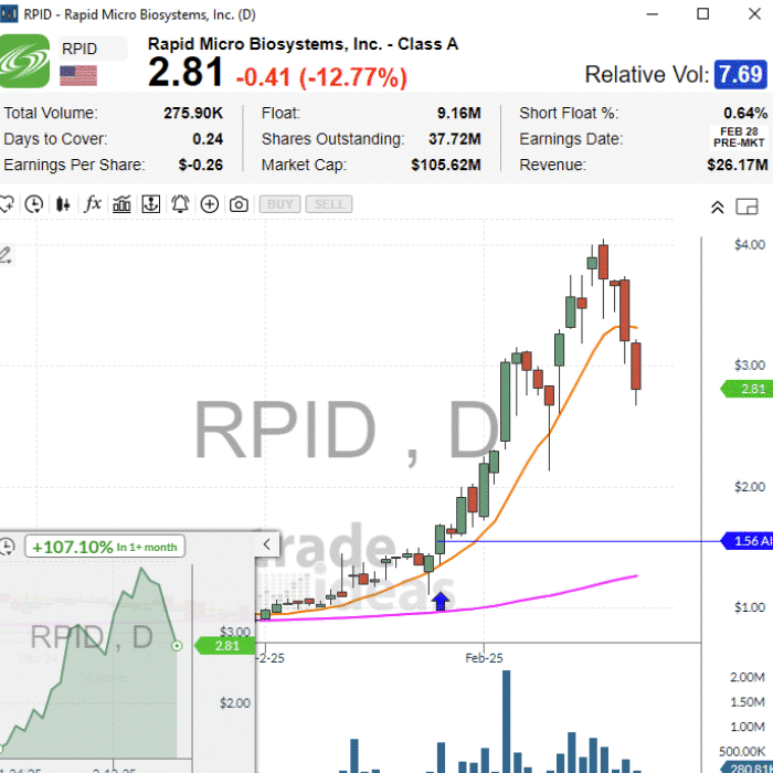 An animated GIF showing the rapid-fire alert system within the Trade Ideas Pro software, demonstrating the speed of the data.