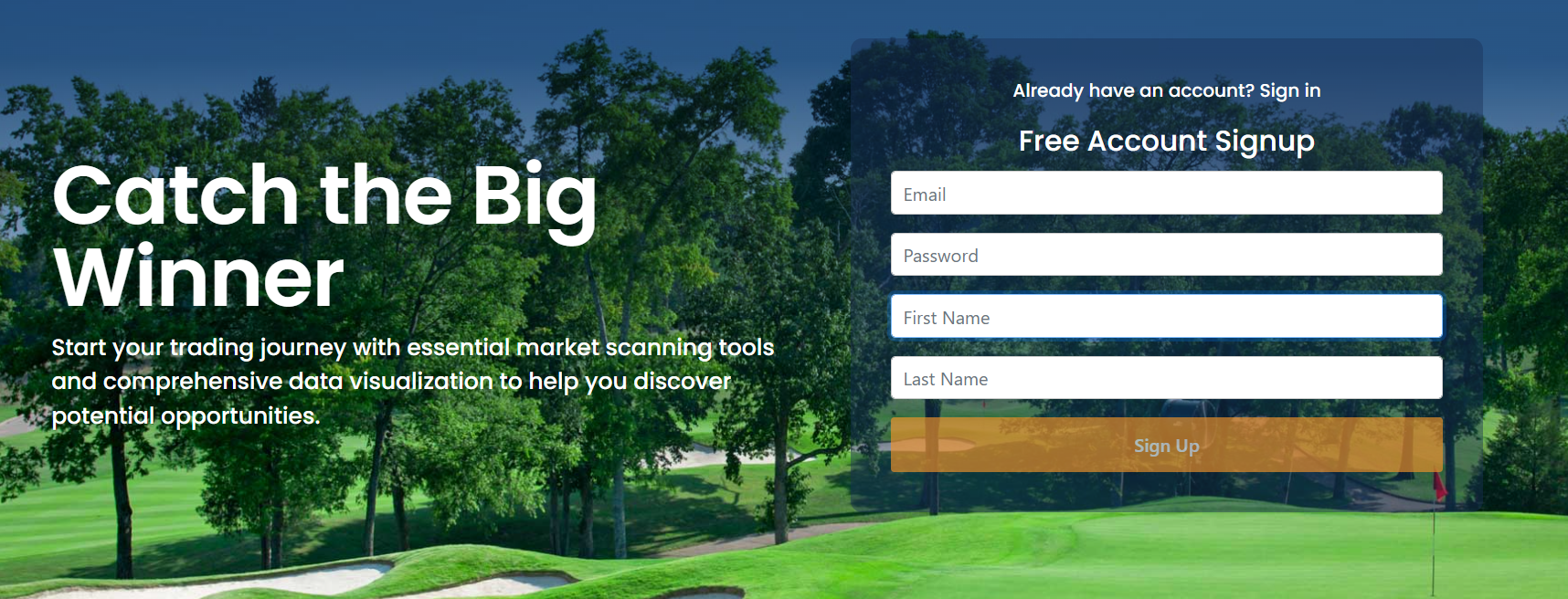 The secure Trade Ideas login screen where users enter their username and password to access the trading platform.