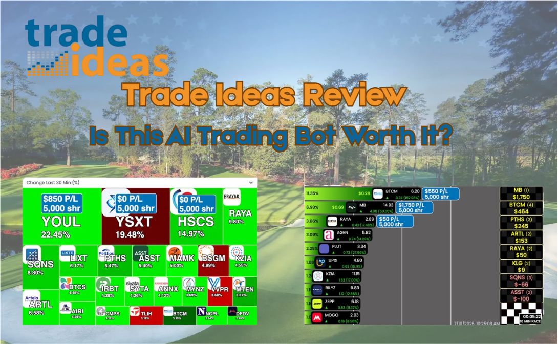 An illustration representing the Trade Ideas AI trading bot and stock scanner.