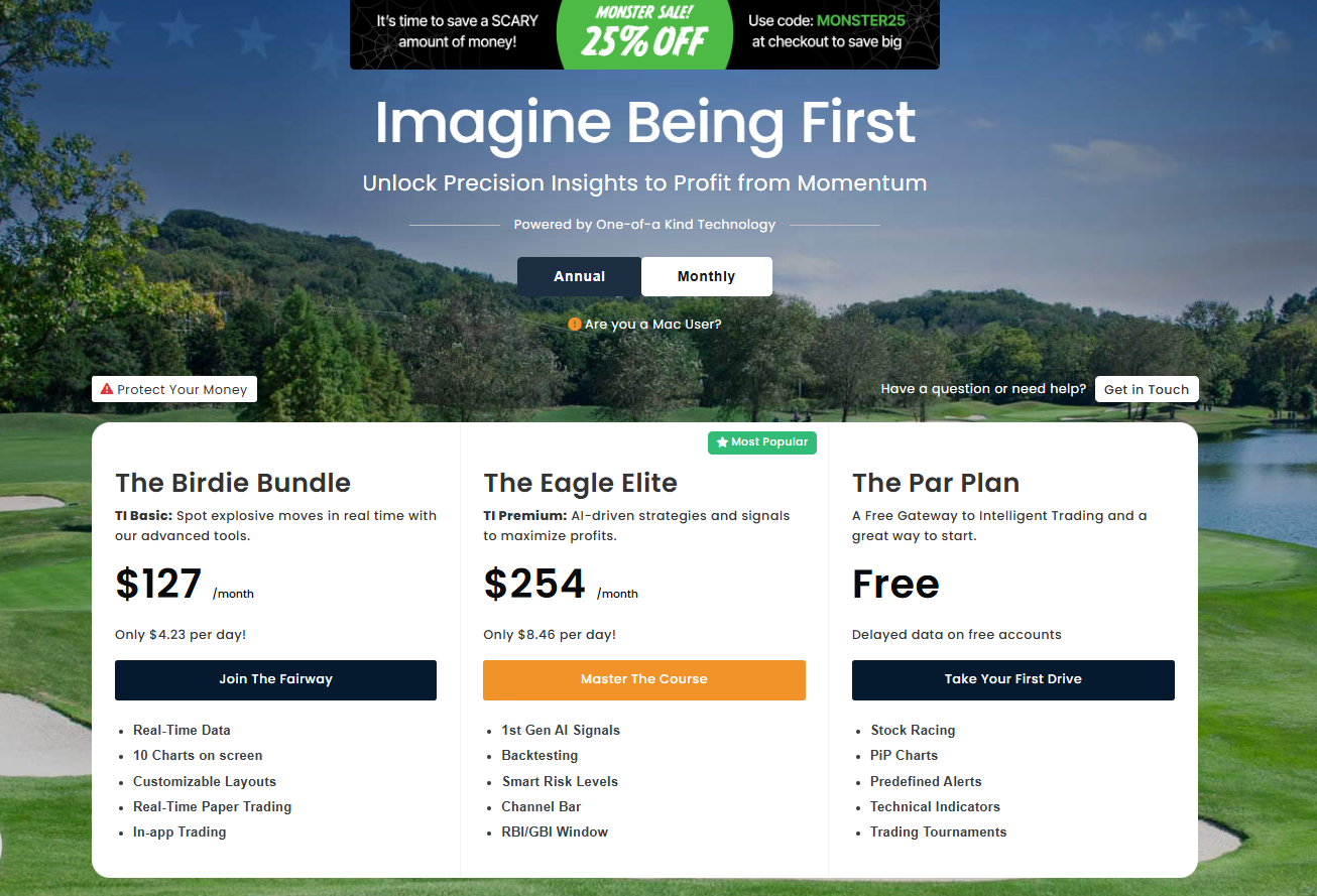 A comparison table showing the features of Trade-Ideas Basic vs. Premium subscription plans.
