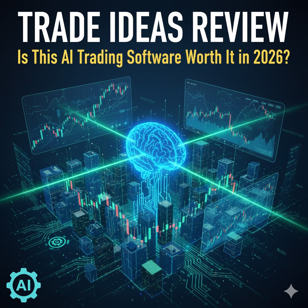 Trade Ideas AI platform interface showing charts and data.